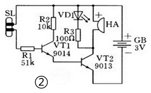 湿度音响自动报警电路