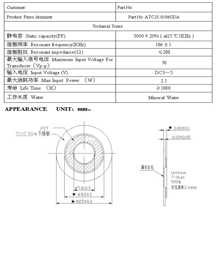 超声波雾化换能片工作原理